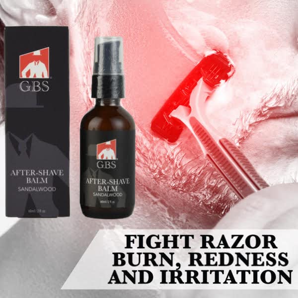 G.B.S Men’s Aftershave Balm - Premium Sandalwood Scent - Soothes Razor Burn & Moisturizes Sensitive Skin - Fast-Absorbing Formula - 5 Fl Oz