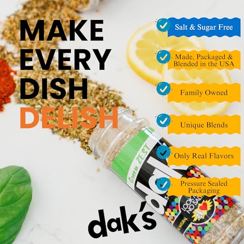 DAK's Spices Green Zest Seasoning Blend | 100% Salt & Sugar Free | Premium & Healthy Seasoning | MSG Free, Preservative Free, Potassium Chloride Free | Low Carb & Keto Friendly | Perfect for Clean Eating & Adding Flavor to Recipes | 1.5 oz