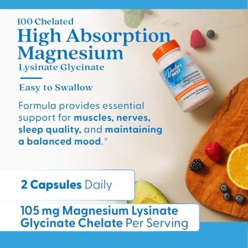 Doctor's Best High Absorption Magnesium Glycinate Lysinate, 120 Veg Caps
