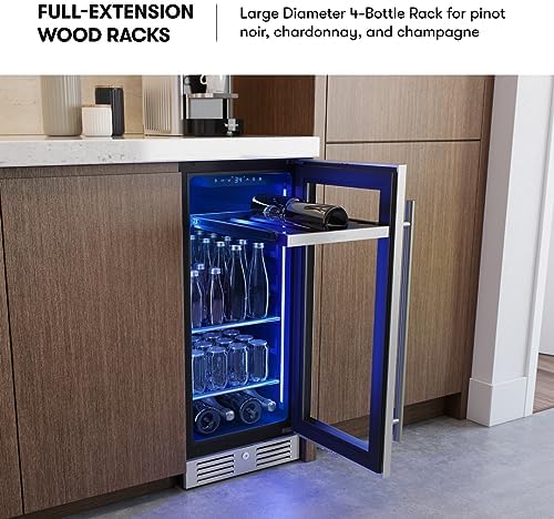 Zephyr Presrv 15 Inch Slim Wine Fridge Beverage Refrigerator Under Counter
