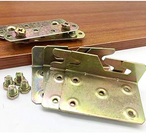 TIHOOD 4PCS Premium Heavy Duty Non-Mortise Bed Rail Fittings Wood Bed Rail Bracket, Headboards and Foot-Boards with Screws