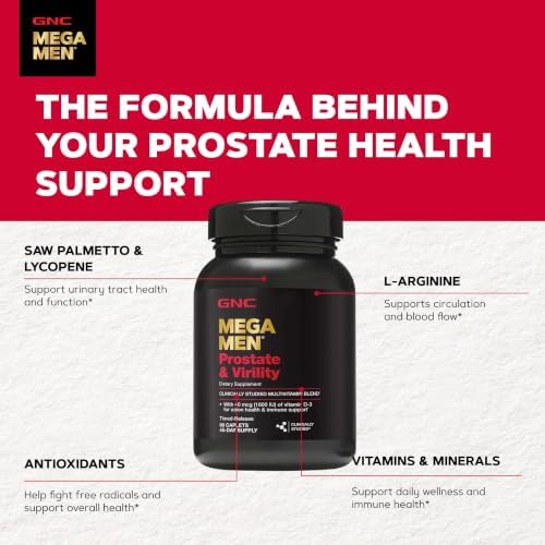 GNC Mega Men Prostate and Virility Multivitamin for Men, Supports Optimal Sexual Health and Prostate Health, 90 Count