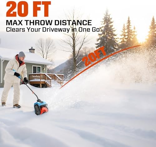 SENIX Cordless Snow Shovel, 40V | 13-Inch | 6-Inch | 8000mAh Snow Blower | 20FT Max Throw Distance, Plows 375lbs/Min, with Auxiliary Handle for Patio, Deck, Driveway
