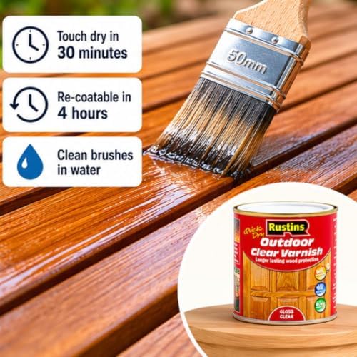 Rustins Quick Dry Outdoor Clear Satin Varnish 250ml