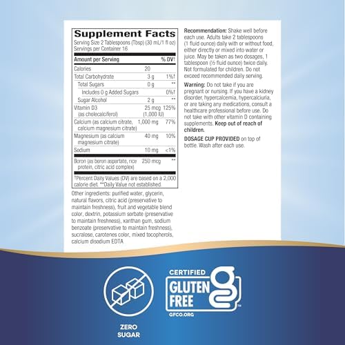 Nature's Way Calcium & Vitamin D3 with Magnesium Liquid, 16 Fl Oz | Fast-Absorbing Liquid Calcium