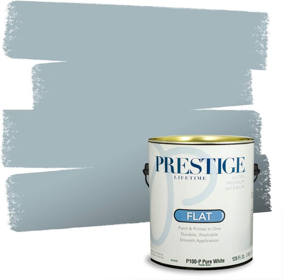 PRESTIGE Paints E100-T-SW6241 Exterior Paint and Primer in One, 1-Gallon, Flat, Comparable Match of Sherwin Williams Aleutian, 1 Gallon, SW18-Aleutian