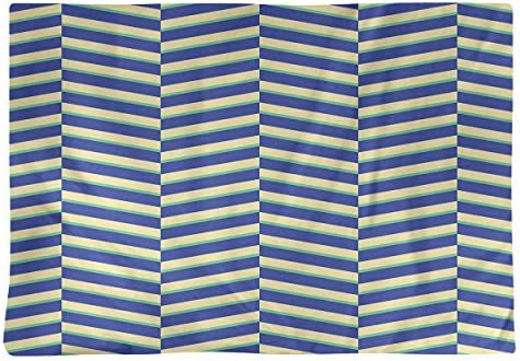 Dana Strider Three Color Fractured Stripes Table Placemat, 18 x 14, Blue Green & Yellow