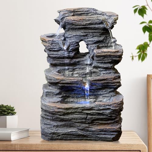 Ferris Island with LED Lights, Resin Tabletop, Small Rockery Fountain | Resin indoor desktop small rockery fountain, suitable for desktop decoration in offices, homes, and bedrooms