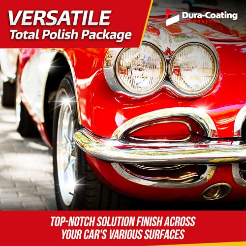 Dura-Coating Total Polish Package - Complete Car Care Polishing Set- 16 oz Blue Premium Metal Polish, Step 1 Compound, Step 2 Final Polish