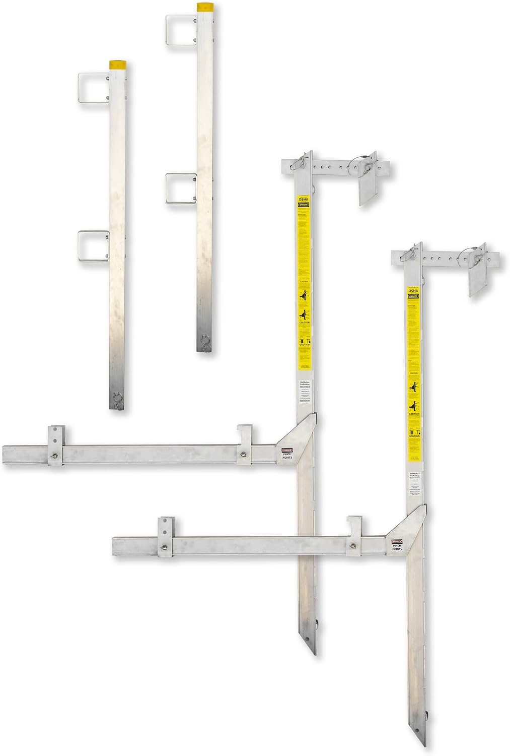 6 Foot Top Plate Hanging Scaffold with Guard Rail Posts (Pack of 2) Light Weight Aluminum Scaffolding Wall Walker Brand - OSHA Compliant
