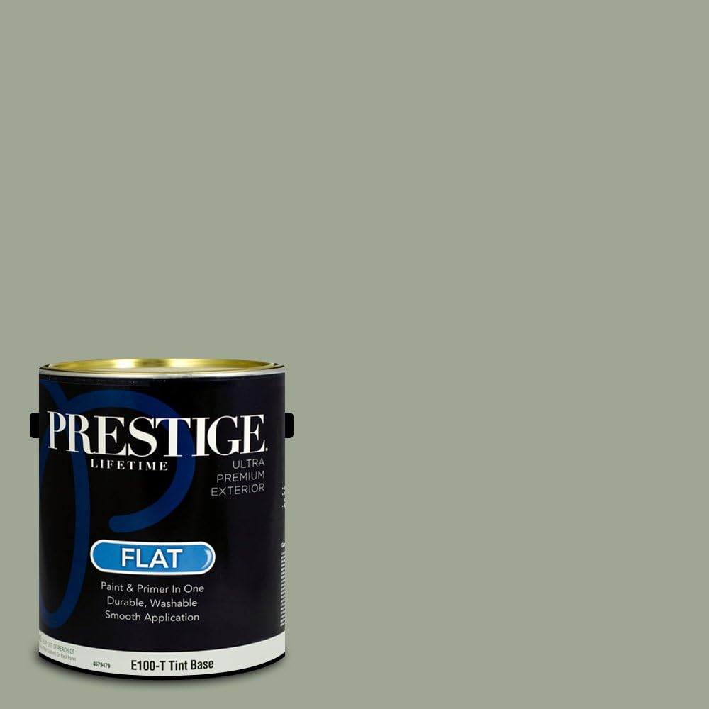 PRESTIGE Paints Exterior Paint and Primer In One, 1-Gallon, Flat, Comparable Match of Sherwin Williams* Coastal Plain*