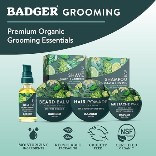 Badger Shaving Soap Puck, Organic Moisturizing Shave Soap Bar, Rich Lasting Lather, Light Natural Scent