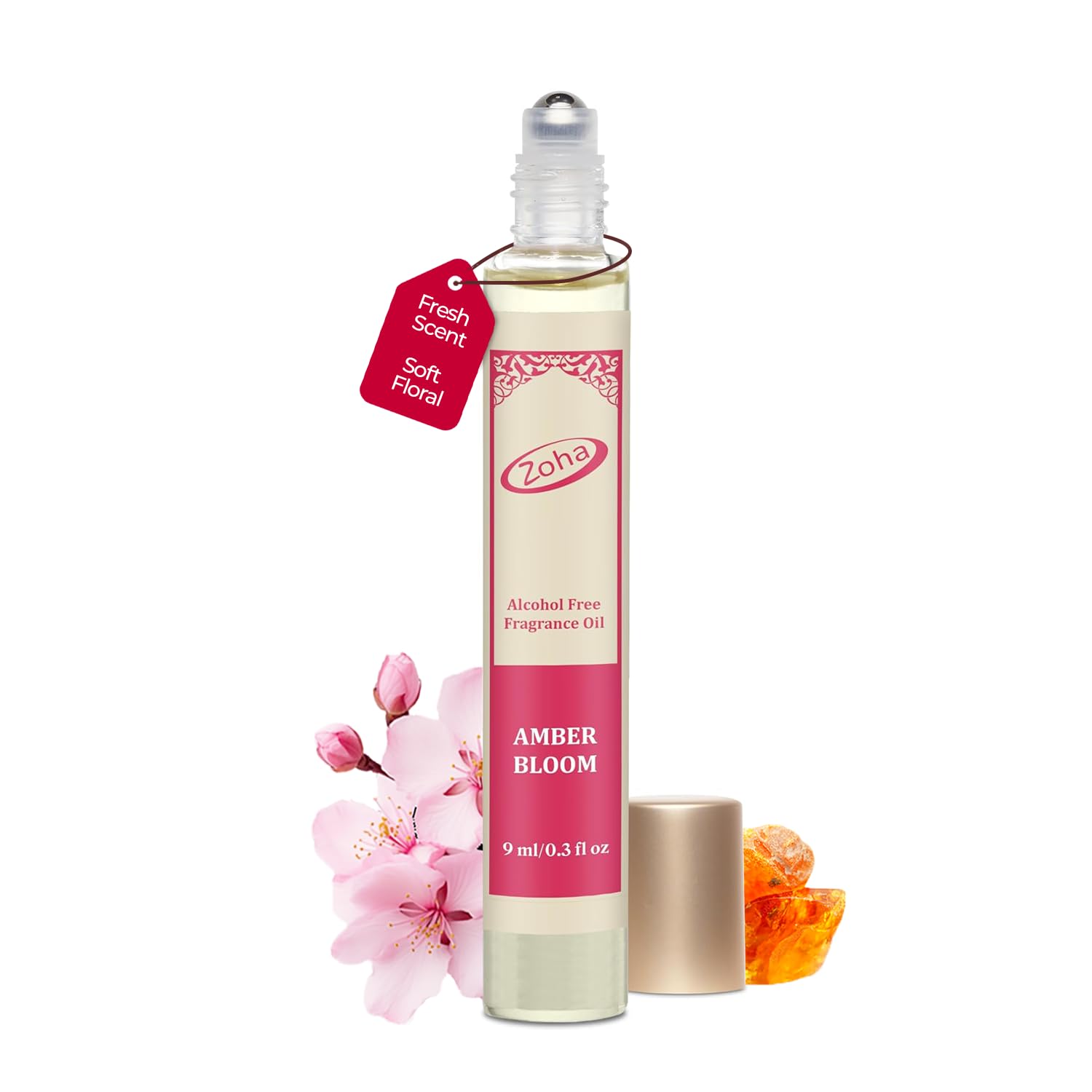 Amber Bloom | Roll on Perfumes for Women & Men | Alcohol-free Amber Perfume Oil | Travel Size Long Lasting Fragrance | 6ml Roller