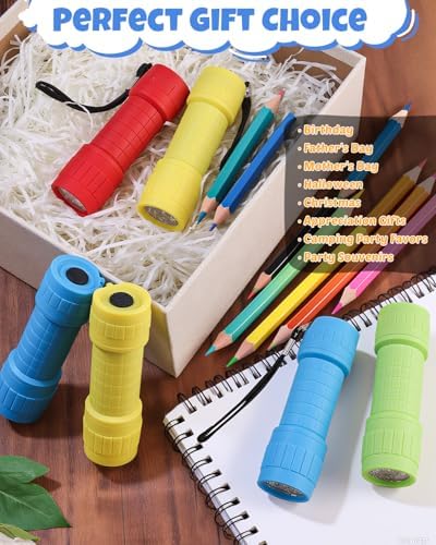 EverBrite 16-Pack Mini LED Flashlights with 48 AAA Batteries Included | 16-Pack small flashlights in 4 colors, including AAA batteries, ready-to-use for Home Emergency, Hiking, Bulk Holiday Gifts