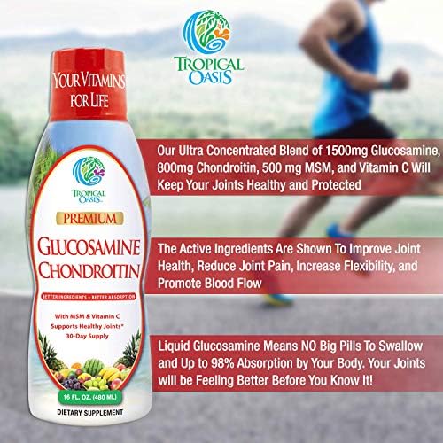 Tropical Oasis–Premium Liquid Glucosamine Chondroitin & MSM- Liquid Joint Support Formula 1500mg Glucosamine, 800mg Chondroitin