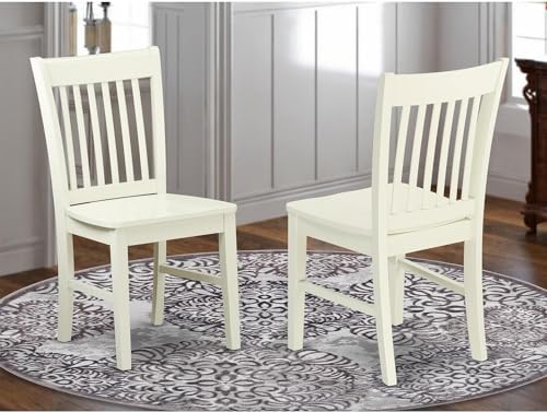 East West Furniture NFC-MAH-W Norfolk Dining Room Chairs - Slat Back Solid Wood Seat Chairs, Set of 2, Mahogany