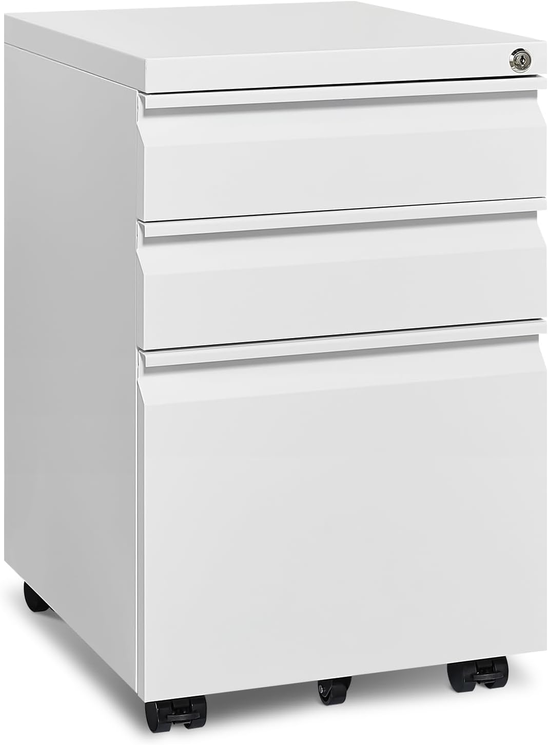 Approgreent Mobile File Cabinet for Home Office, Lockable 3 Drawer Filing Cabinet with Wheels for A4-Size/Letter-Size/Legal-Size