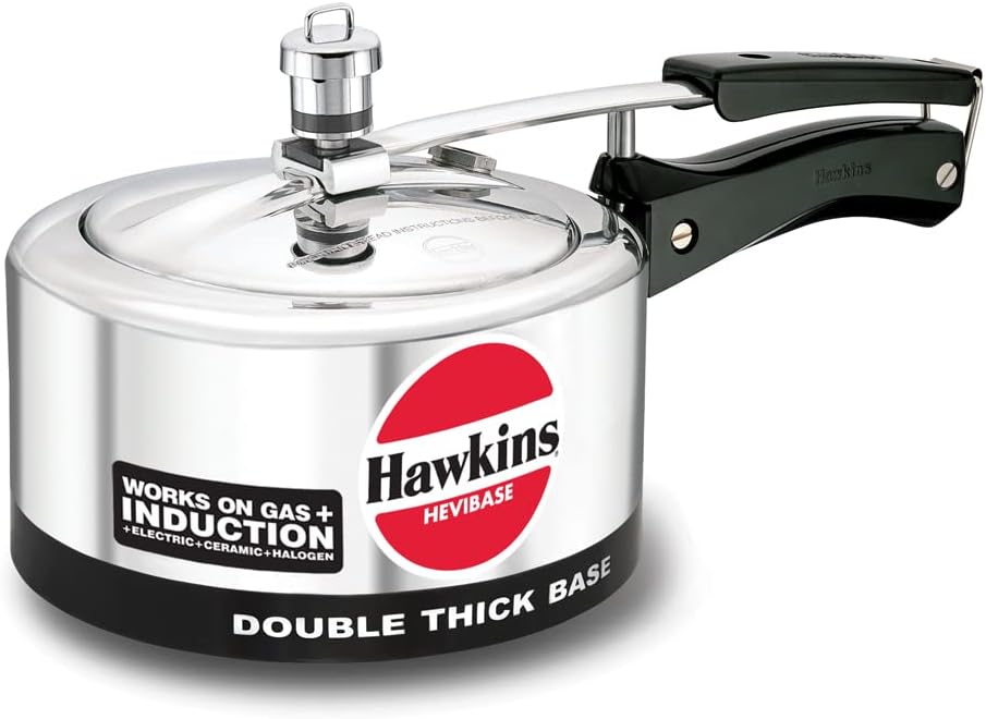 Hawkins Aluminium 5 Litre Hevibase Pressure Cooker, Induction Inner Lid Cooker, Silver (Ih50)