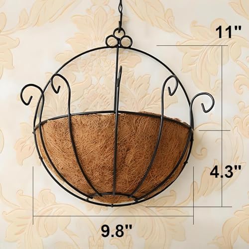 Tosnail 2 Pack Metal Wall Hanging Planter Basket with Coco Liner - Great for Indoor or Outdoor Plants