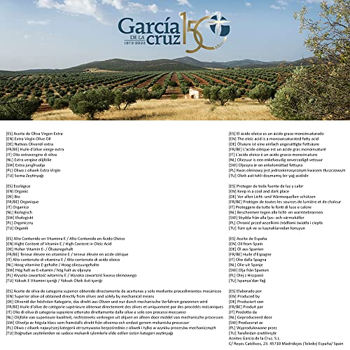 GARCÍA DE LA CRUZ - Organic Extra Virgin Olive Oil, Cooking Oil, Olive Variety, Smooth Body, Origin Spain, Montes de Toledo, Packed in Tins - 3L