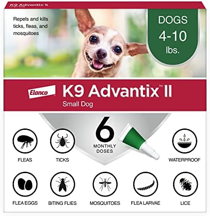 K9 Advantix II Small Dog Vet-Recommended Flea, Tick & Mosquito Treatment & Prevention | Dogs 4-10 lbs. | 6-Mo Supply