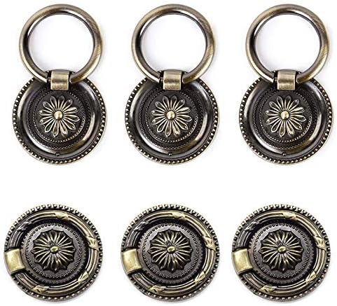 1.77 Inch Bronze Antique Drawer Pulls for Cabinet, 6 Packs