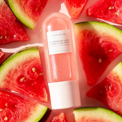 Glow Recipe Watermelon Glow Facial Spray + Hydrating Mist - Ultra-Fine Face Mist with Hyaluronic Acid + Hibiscus AHA to Refresh Dry Skin & Enhance