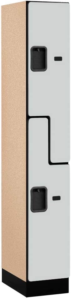 Salsbury Industries 2-Tier S-Style Designer Wood Locker with One Wide Storage Unit, 6-Feet High by 18-Inch Deep, Mahogany