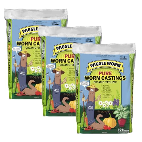 Wiggle Worm 100% Pure Organic Worm Casting Fertilizer, 30lb | Mineral-Dense Formula Improves Soil Fertility, Aeration & Healthy Root Growth for Houseplants & Vegetables