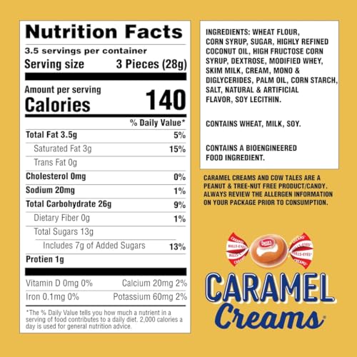 Goetze's Candy Classic Vanilla Caramel Creams, 4 oz Bags 3 Pack | Individually Wrapped Chewy Caramel & Vanilla Cream Treats, Fresh from the Factory