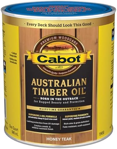 Cabot Australian Timber Oil Wood Stain and Protector, Honey Teak, 1 Quart