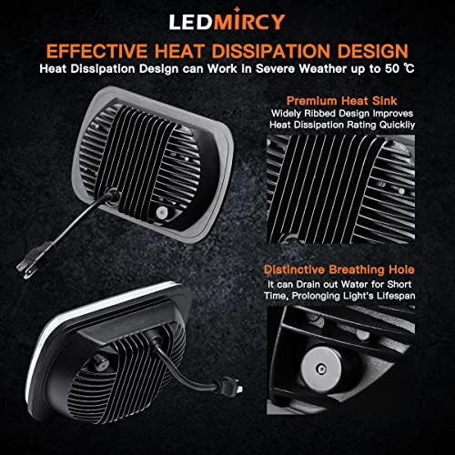 LEDMIRCY 5x7 LED Headlights, H6054 LED Headlights Hi/Lo Sealed Beam 2PCS