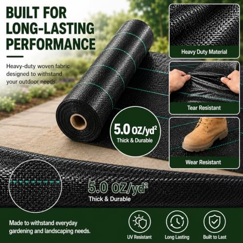 6FTx300FT Weed Barrier Landscape Fabric Heavy Duty 5oz Pro Ground Cover Mat