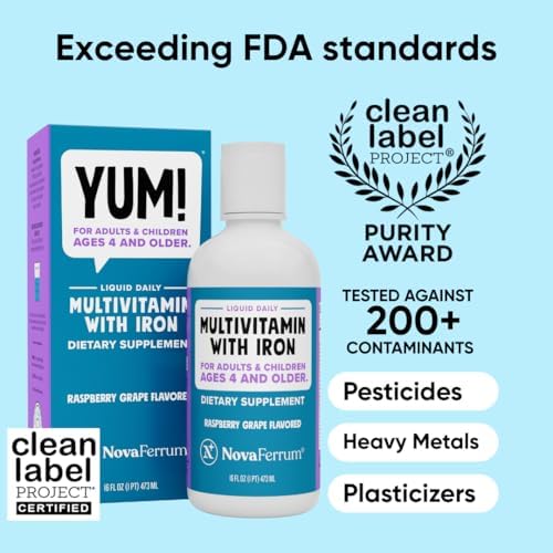 NovaFerrum MMM | Multivitamin for Kids, Infants and Toddlers | Vitamin C, D3, E | Gluten Free Certified | Sugar Free | No Artificial Colors | Ages 4 & Under | Orange Flavored | 2 Fl Oz (50 mL)