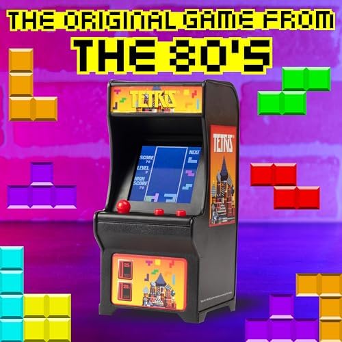 Tiny Arcade Tetris Mini Retro Game (3.5"): Playable Handheld Arcade Machine w/ Real Gameplay & Sound - Classic 1980's Video Game (Ages 8+)