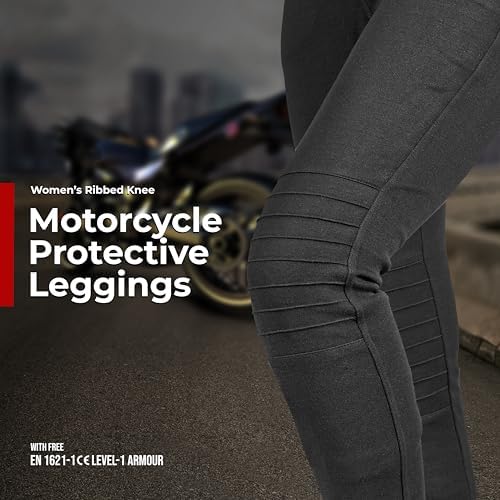 GREAT BIKERS GEAR - Women Motorcycle Leggings Riding Ladies Pants Protective Cargo Motorbike with Free Ce Protectors Armored