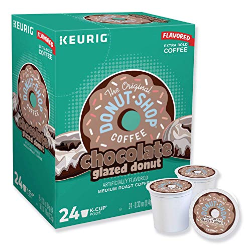 Donut House Collection Chocolate Glazed Donut, Single-Serve Keurig K-Cup Pods, Flavored Light Roast Coffee, 24 Count