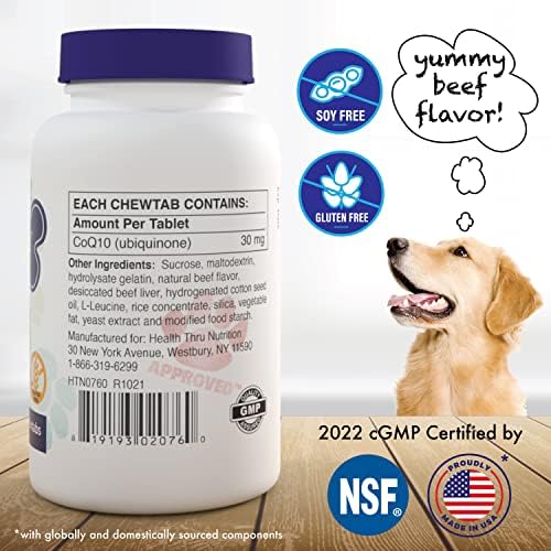 Health Thru Nutrition Dog-Vites CoQ10 for Dogs, 60 Beef-Flavored Chewable Tablets