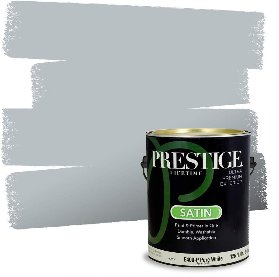 PRESTIGE Paints Exterior Paint and Primer In One, 1-Gallon, Satin, Comparable Match of Sherwin Williams* Tricorn Black*