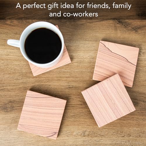 Thirstystone Sandstone Cinnabar Coasters | Protective Cork Backing, Eco-Friendly, Absorbent, Easily Wipes Clean