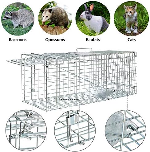 ANT MARCH 32'' Live Animal Cage Trap with Gloves Steel Humane Release