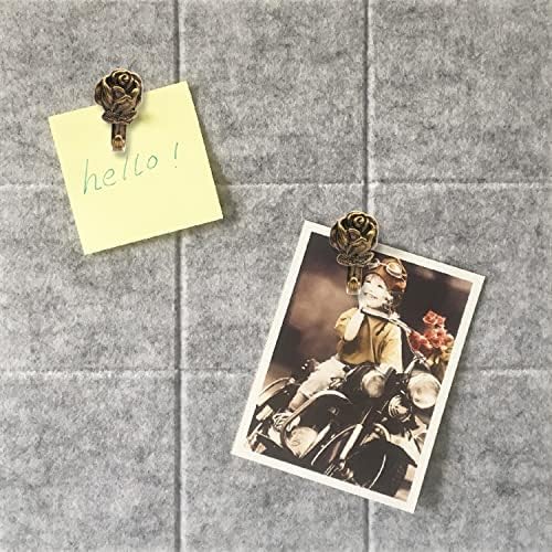 Rose Shape Push Pin Hangers Wall Hooks (12 - Pack, Antique Brass)