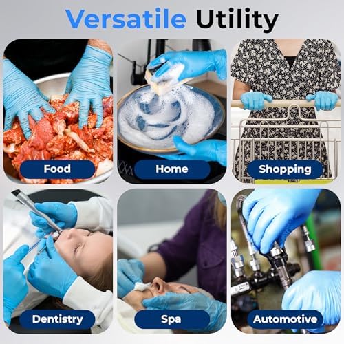 SereneLife 100 Pcs Nitrile Disposable Gloves - Soft Industrial Gloves, Vinyl Gloves Powder-Free, Latex-Free Protective Gloves, Soft and Comfortable