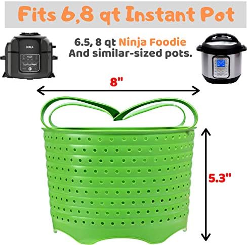 Silicone Steamer Basket | Foldable, Space-Saving | Fits 6,8 Qt Instant Pot and Similar-Sized Pressure Cookers Accessories | Silicone Strainer