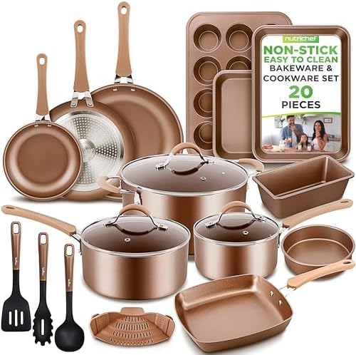 NutriChef 20-Piece Pots and Pans Set Non Stick – Induction Cookware Set, PFAS-Free Nonstick Cookware for All Cooktops