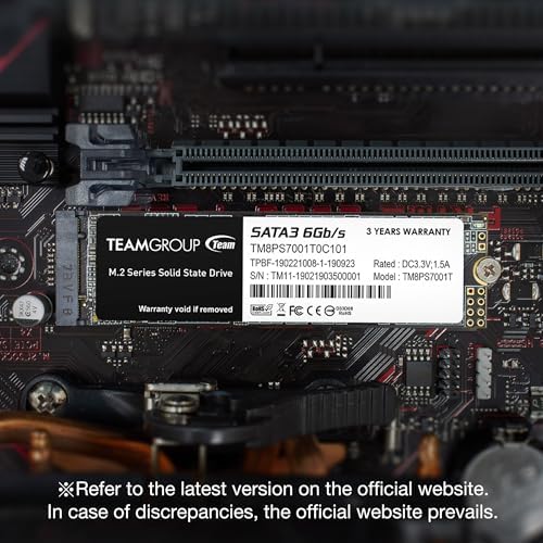 TEAMGROUP MS30 1TB with SLC Cache 3D NAND TLC M.2 2280 SATA III 6Gb/s Internal Solid State Drive SSD (Read/Write Speed up to 530/480 MB/s) Compatible with Laptop & PC Desktop TM8PS7001T0C101