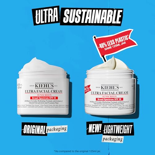 Kiehl's - Ultra Facial Cream Daily Moisturizer with SPF 30 | Face Cream for 24-Hour Hydration & UV Sunscreen Protection - With Glacial Glycoprotein - Suitable for All Skin Types