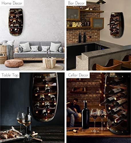 CoTa Global Alexander Wooden Barrel Wine Rack - 18 Bottles Wine Storage Rack, Wooden Rack Free Standing, Liquor Bar Shelf, Rustic Bottle Holder