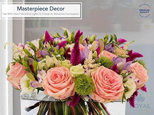 Royal Imports Flower Vase Acrylic Rectangle- Decorative Centerpiece, Succulent Planter Pot for Home or Wedding - Non Breakable Plastic, 4" X12 Low Square - Clear