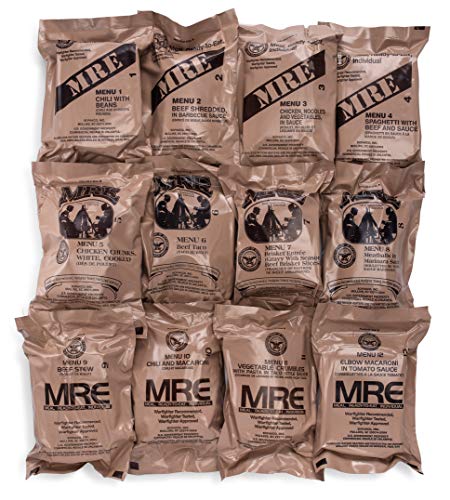 US Military MRE, Assorted Flavor, 4-Pack, 2021 | MRE Genuine Surplus – 2021 Military MREs, Assorted Flavors, 4-Pack, Ready-to-Eat Field Rations